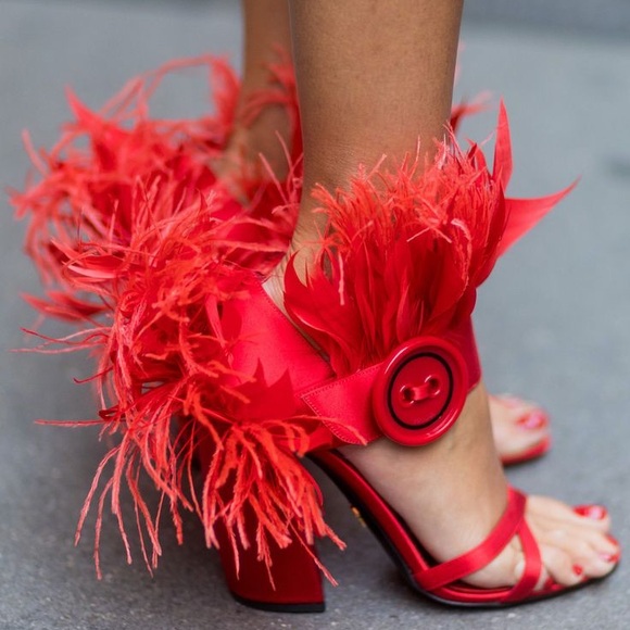 Prada orange feathers sandals - Picture 5 of 5